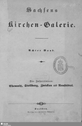 8 : Abt. 9: Die Inspectionen: Chemnitz, Stollberg, Zwickau und Neustädtel
