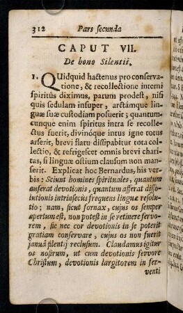 312-336, Caput VII. De bono Silentii.