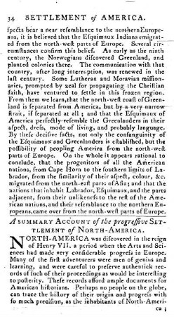 Summary Account of the Settlement of North-America