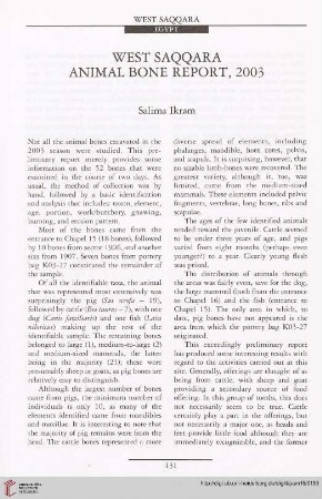 15: West Saqqara animal bone report, 2003
