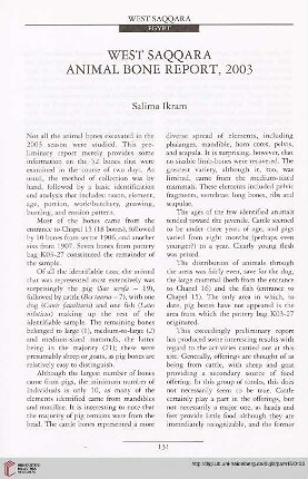15: West Saqqara animal bone report, 2003