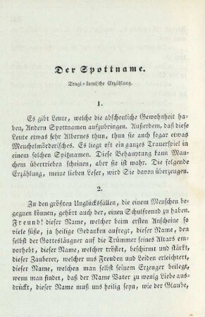 Der Spottname. Tragi-komische Erzählung