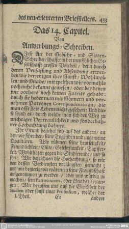 Das 14. Capitel. Von Anwerbungs-Schreiben