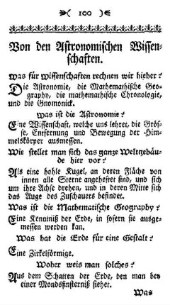 Von den Astronomischen Wissenschaften.