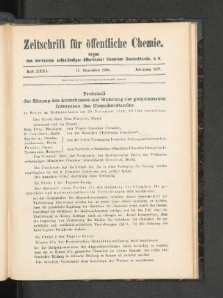 Heft XXIII. 15. Dezember 1908. XIV. Jahrgang.