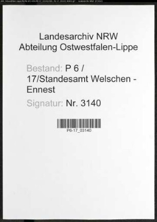 Sterberegister Standesamt Welschen-Ennest