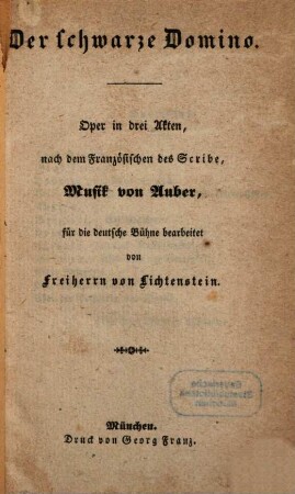 Der schwarze Domino : Oper in drei Akten