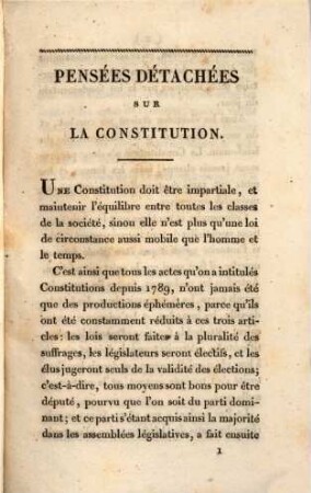 Pensées détachées sur la constitution