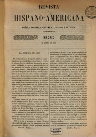 Revista hispano-americana, política, económica, científica, literaria y artística. 6. 1867 = Jg. 4, Jan. - Febr.
