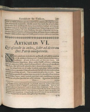 Articulus VI. Qui ascendit in coelos, sedet ad dextram Dei Patris omnipotentis