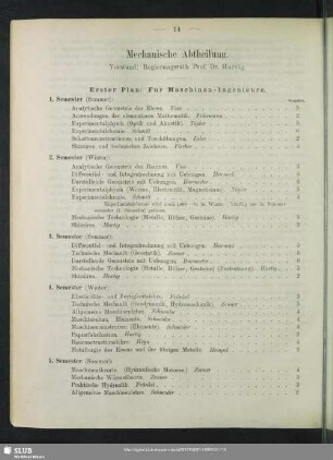 Mechanische Abtheilung. Vorstand: Regierungsrath Professor Dr. Hartig
