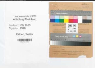 Entnazifizierung Walter Ekloeh , geb. 08.08.1901 (Berggewerbelehrer)