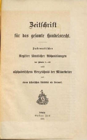 Zeitschrift für das gesamte Handelsrecht. [40, a]