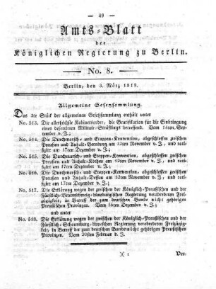 No. 8, 3. März 1819