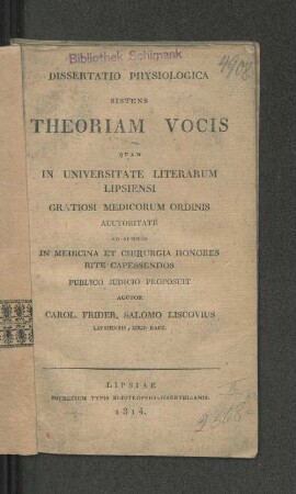 Dissertatio physiologica sistens theoriam vocis