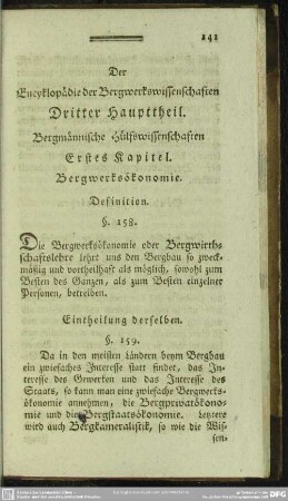 Der Encyklopädie der Bergwerkswissenschaften Dritter Haupttheil. Bergmännische Hülfswissenschaften