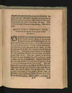 Quod Solis Precibus Impetremus & discamus Omnia, Sine taedio & Labore.
