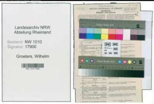 Entnazifizierung Wilhelm Groeters , geb. 08.10.1889 (Bahnbeamter)
