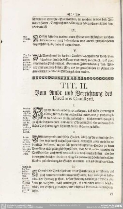 Tit. II. Vom Ambt und Verrichtung des Directoris Consistorii