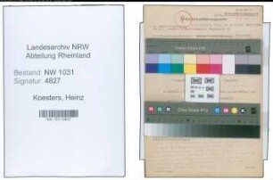 Entnazifizierung Heinz Koesters , geb. 24.02.1889 (Regierungsrat)