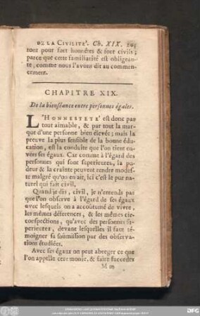 Chapitre XIX. De la bienséance entre personnes égales.