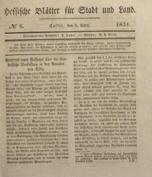 № 6. Cassel, den 6. April. 1831.