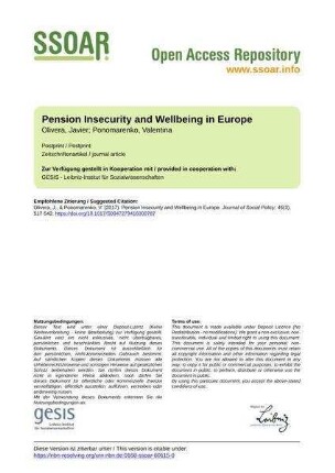 Pension Insecurity and Wellbeing in Europe