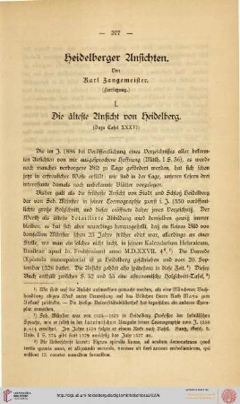 Heidelberg Ansichten, [1]: die älteste Ansicht von Heidelberg
