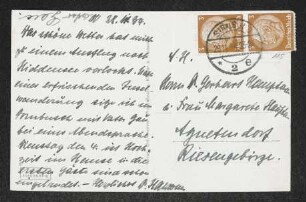 Brief von Hermann Haussmann und Unbekannt an Gerhart Hauptmann