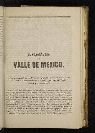 Esploracion del Valle de Maxico.