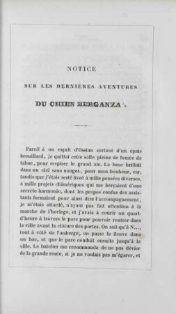 Notice sur les dernières aventures du chien Berganza