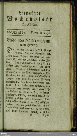 220. Stück den 1. Decembr. 1774