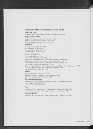 Im Dezember 1985 veröffentlichte Statistische Berichte