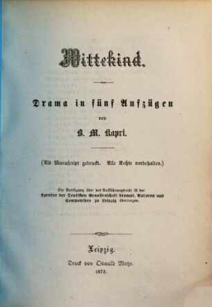 Wittekind : Drama in fünf Aufzügen