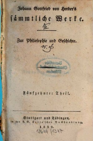 Johann Gottfried von Herder's Nachlese historischer Schriften