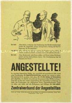 Aufruf des Zentralverbandes der Angestellten zur Wahl der Angestelltenversicherung 1927