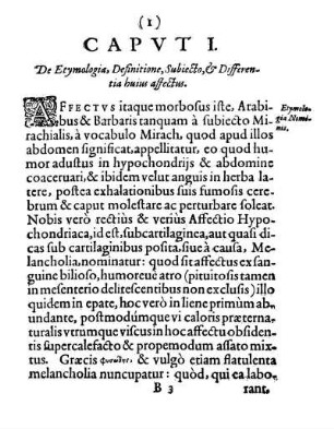 Capvt I. De Etymologia, Definitione, Subiecto, & Differentia huius affectus.
