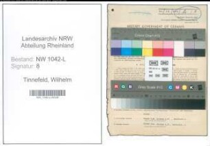 Entnazifizierung Wilhelm Tinnefeld , geb. 27.09.1909 (Jurist)