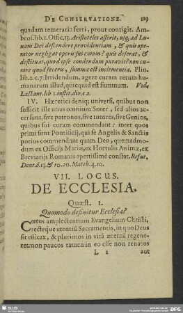 VII. Locus. De Ecclesia