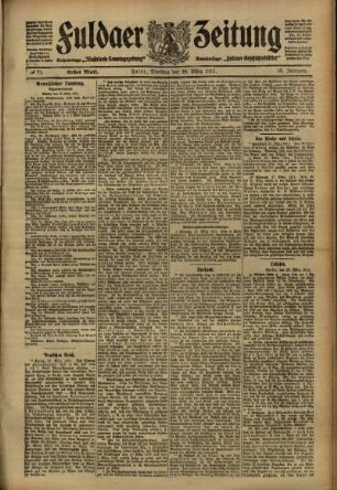 Erste Ausgabe vom Dienstag, den 28. März 1911.