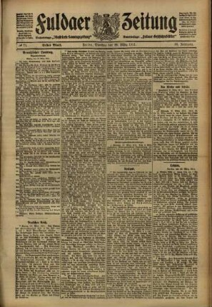 Erste Ausgabe vom Dienstag, den 28. März 1911.