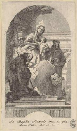 Thronende Maria mit dem Kind, begleitet von den Heiligen Franz von Paola und Antonius von Padua