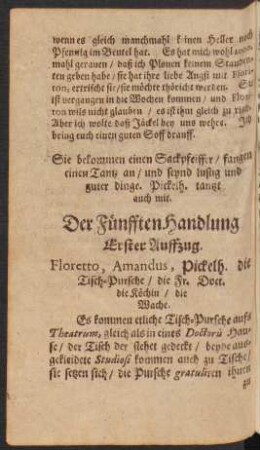 Der Fünfften Handlung Erster - Eilffter Auffzug.