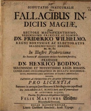 Disputatio inauguralis de fallacibus indiciis magiae