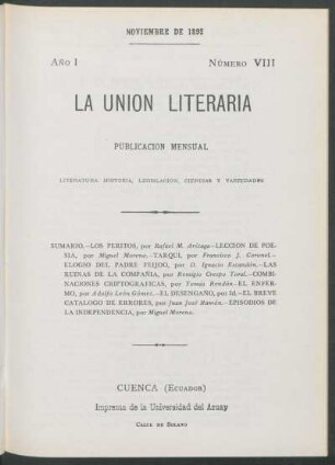 Número VIII, Noviembre de 1893