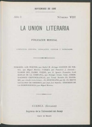 Número VIII, Noviembre de 1893