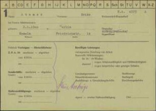 Eintrag in der Bundeszentralkartei (Teil des Testsamples): Atamer, Erika