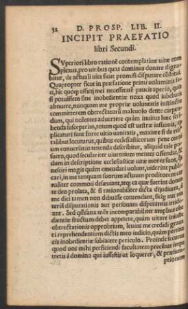 Incipit Praefatio libri Secundi.