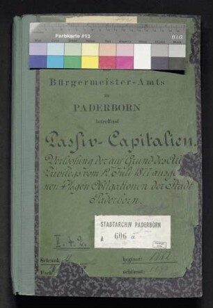Passivkapitalien: Verlosung der aufgrund des Allerhöchsten Privilegs vom 12. Juli 1877 ausgegeben 4 %igen Obligationen der Stadt Paderborn