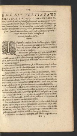 Haec Est Tertia Pars Principalis Horvm Commentarorvm [...]